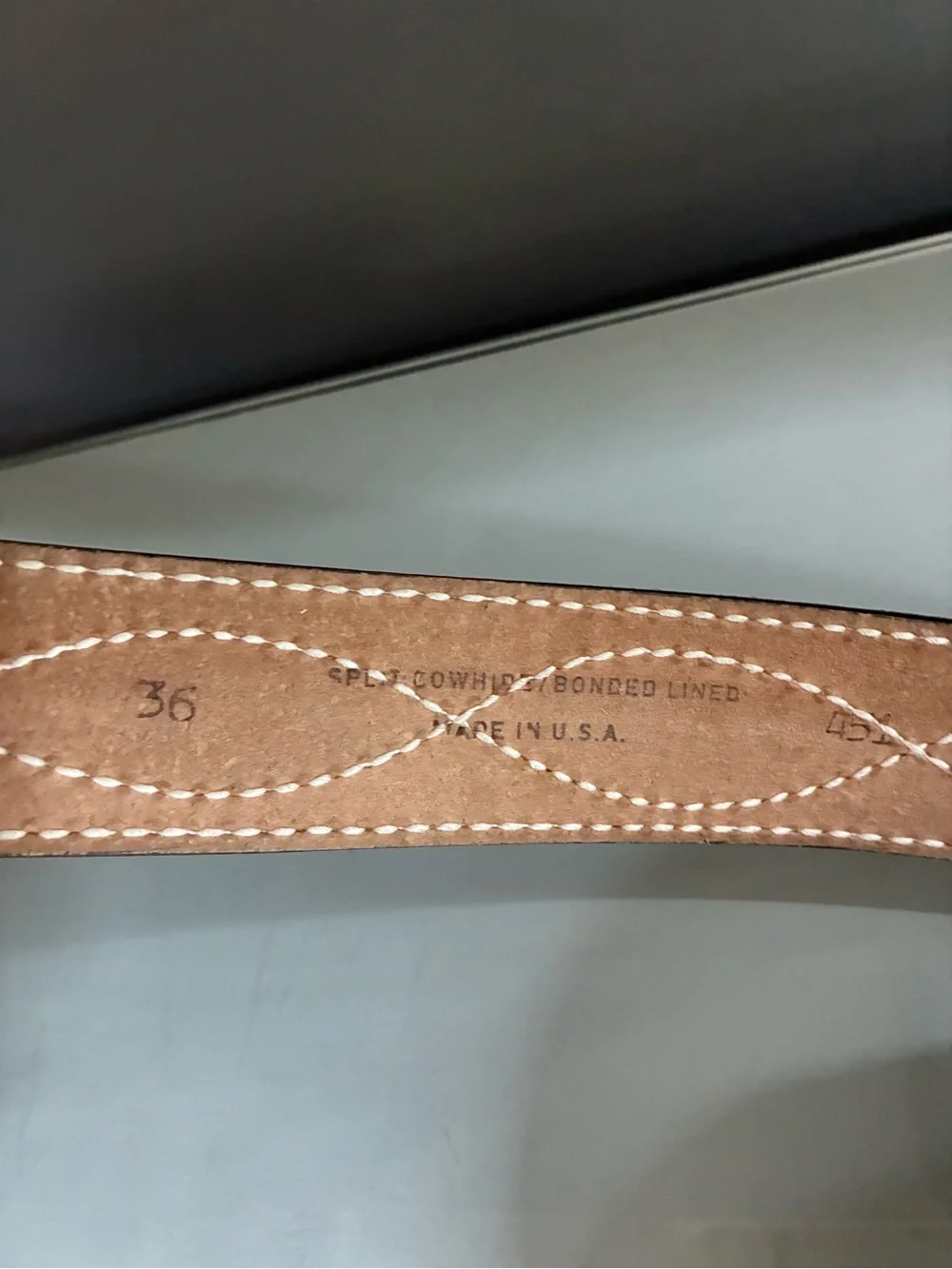 Genuine Leather Western Belt Strap with Contrast Stitching Size 36